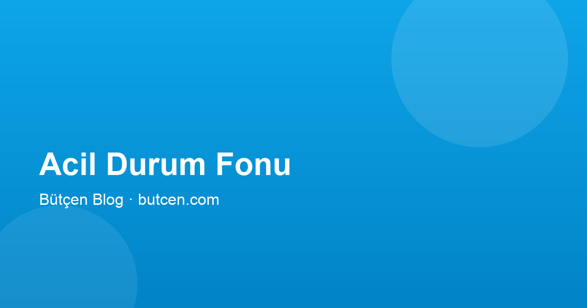 Acil Durum Fonu Ne Kadar Olmalı? Hesaplama Rehberi